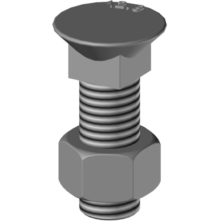 25 boulons (vis + écrou) Ø 12 mm, longueur 40 mm, tête fraisée - Pas 175