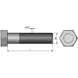 25 boulons (vis + écrou) Ø 14 mm, longueur 35 mm, tête hexagonale - Pas 150