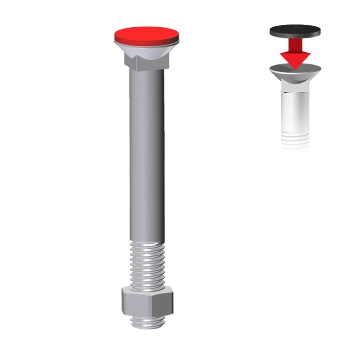 Boulon (vis + écrou) Ø 12 mm, longueur 100 mm, tête fraisée - Pas 175