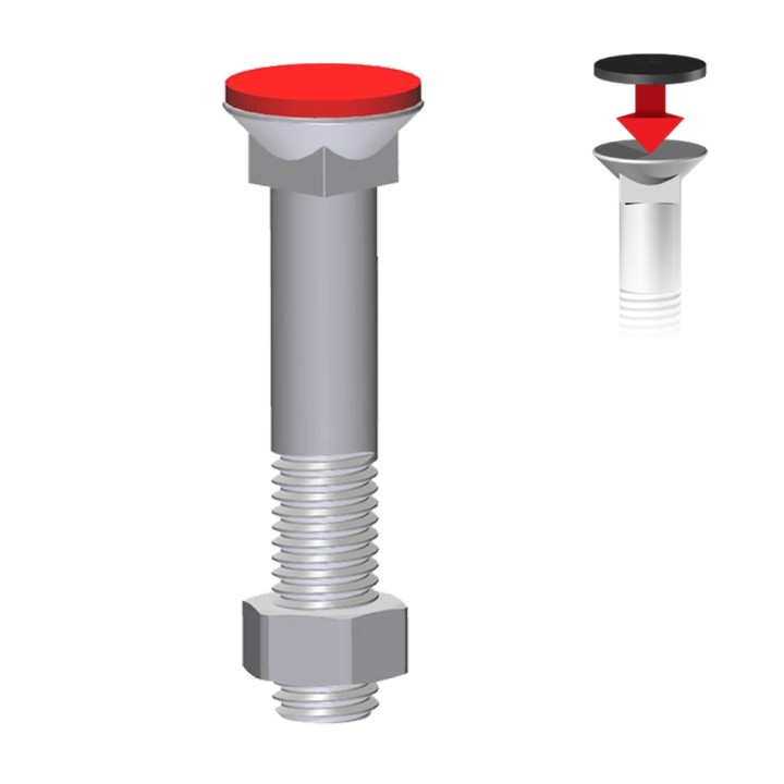 Boulon (vis + écrou) Ø 12 mm, longueur 70 mm, tête fraisée - Pas 175