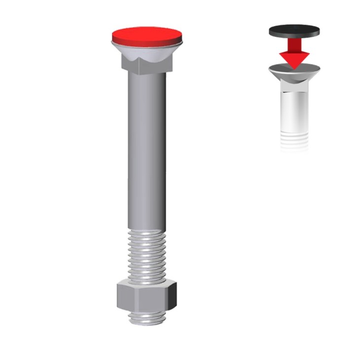 Boulon (vis + écrou) Ø 12 mm, longueur 80 mm, tête fraisée - Pas 175