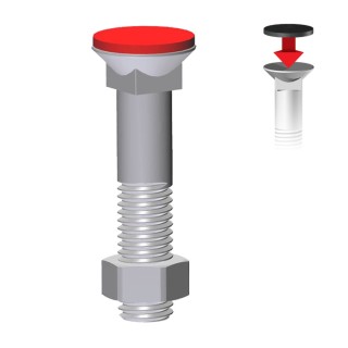 Boulon (vis + écrou) Ø 12 mm, longueur 60 mm, tête fraisée - Pas 175