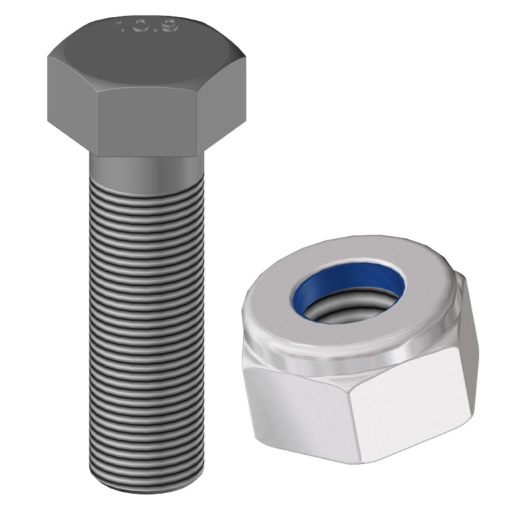 25 boulons (vis + écrou) Ø 14 mm, longueur 40 mm, tête hexagonale - Pas 150