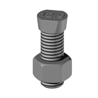 50 boulons(vis + écrou) tête conique 2 méplats carrés 12 x 39 mm - Pas 175
