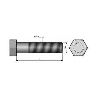 50 boulons (vis+ écrou) tête hexagonale 12 x 35 mm - Pas 150