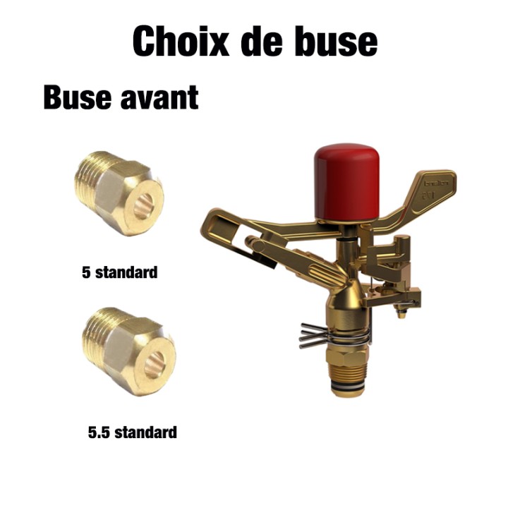 Arroseur laiton nu 17S Rolland, secteur, rayon de 14 à 18 m