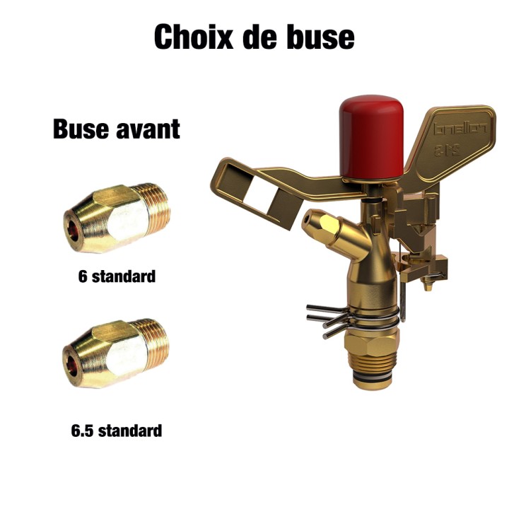 Arroseur laiton nu 21S Rolland, secteur, rayon de 15,5 à 20 m