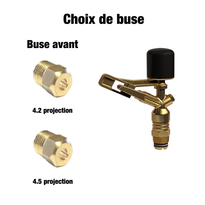 Arroseur laiton circulaire nu 17ATG Rolland, antigel, rayon de 14 à 17,5 m